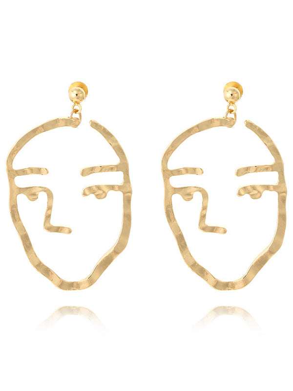 Fashion Creative Face Beaded Decorate Hollow Earrings