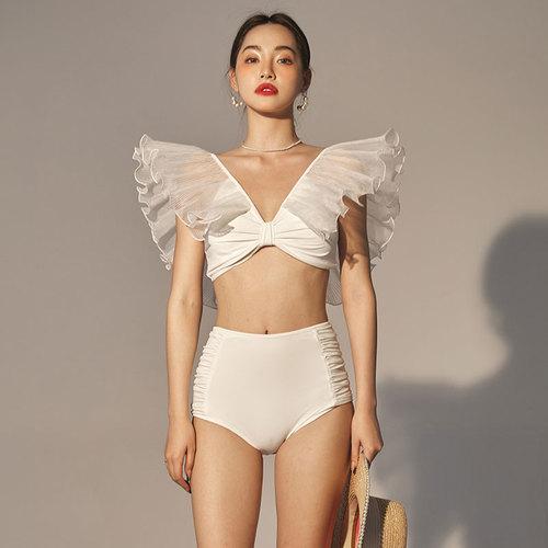 Ruffle V-Neck Bikini Swimsuit