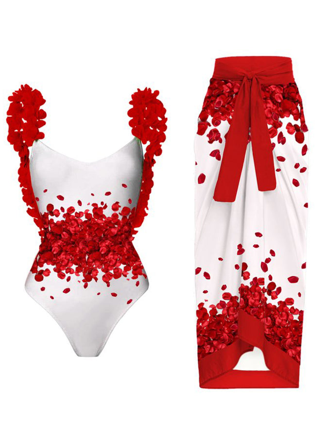 Printed Panel Open Back One Piece Swimsuit