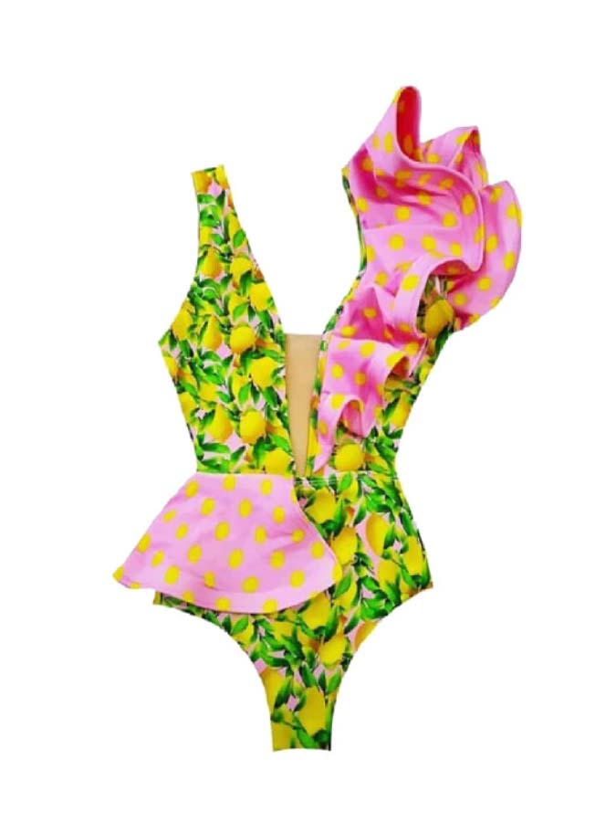 Fashion Patchwork Ruffle Swimsuits