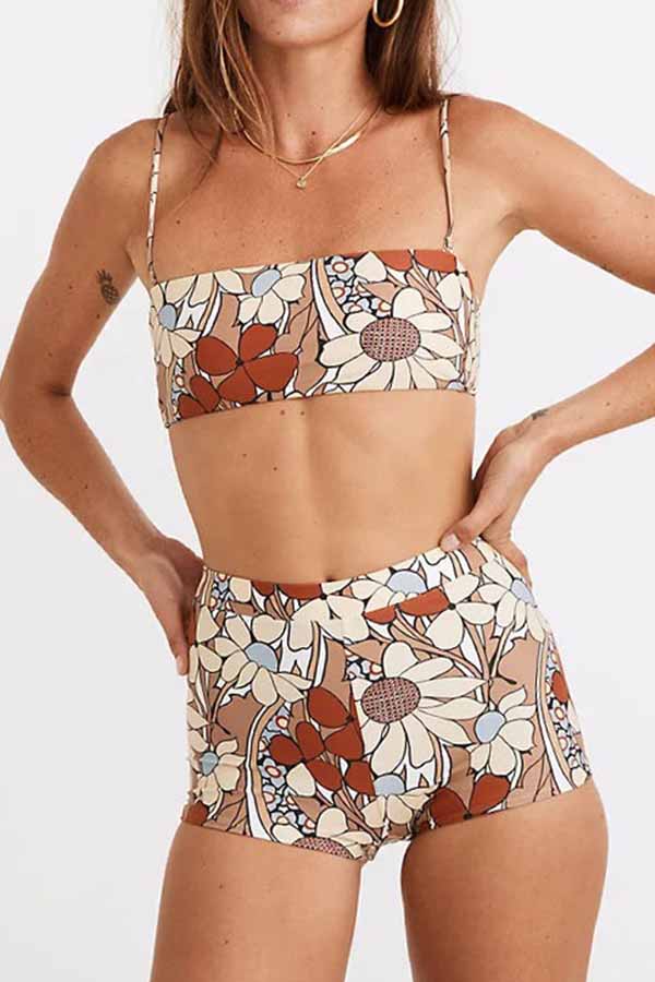 Printed Tank Shorts Swimsuit Set