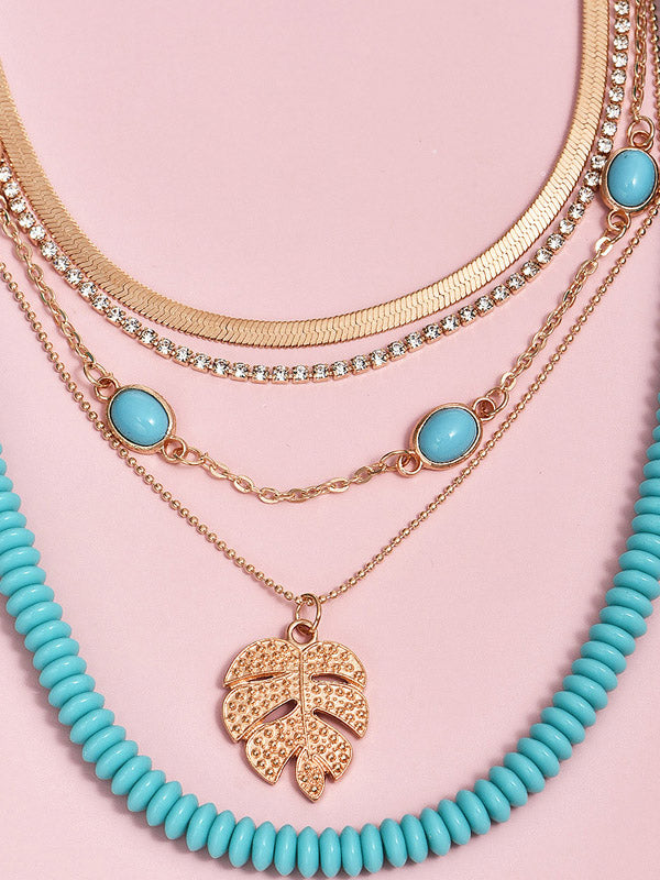 Fashion Personality Leaf Multi-Layer Necklace