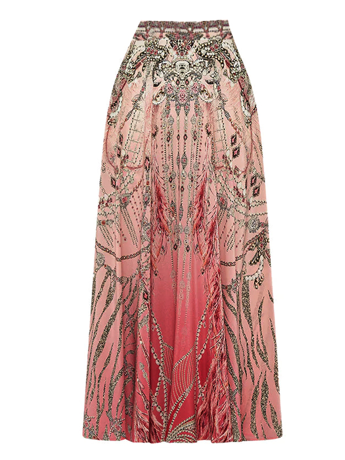 Gradient Vintage Print Swimsuit and Skirt