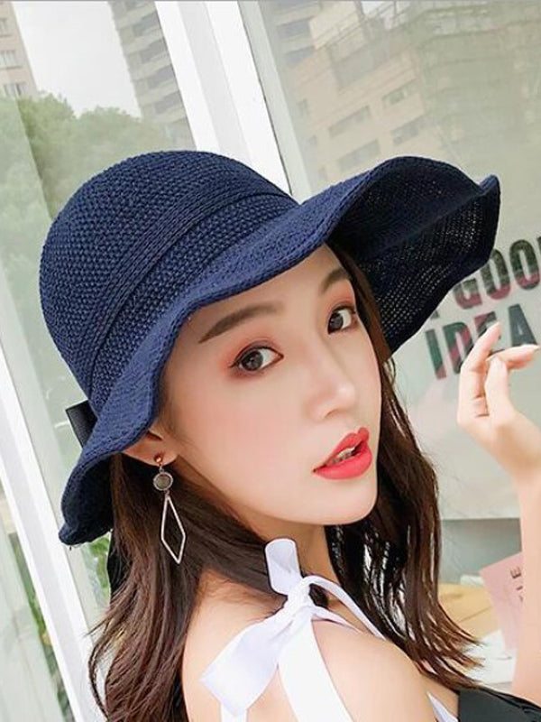 Solid Color Sunscreen Straw Woven Breathable Adjustable Hat