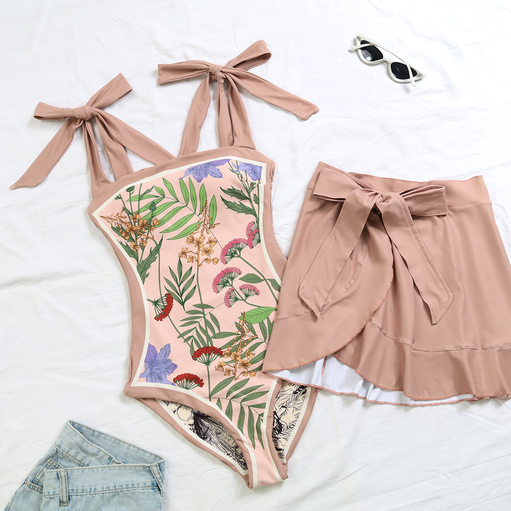 Reversible Bowknot Tie-shoulder One Piece Swimsuit