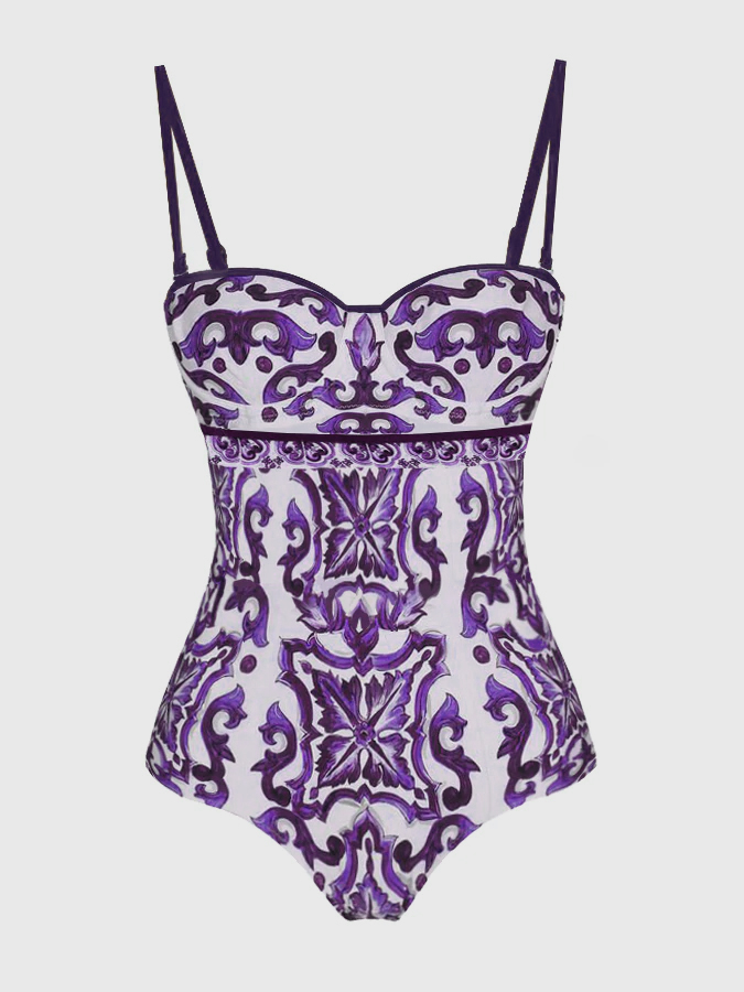 Printed Fashion One Piece Swimsuit and Cover up