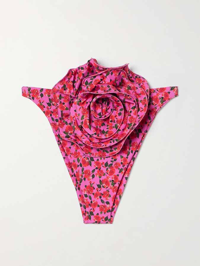 Floral-Print Triangle Halterneck Bikini