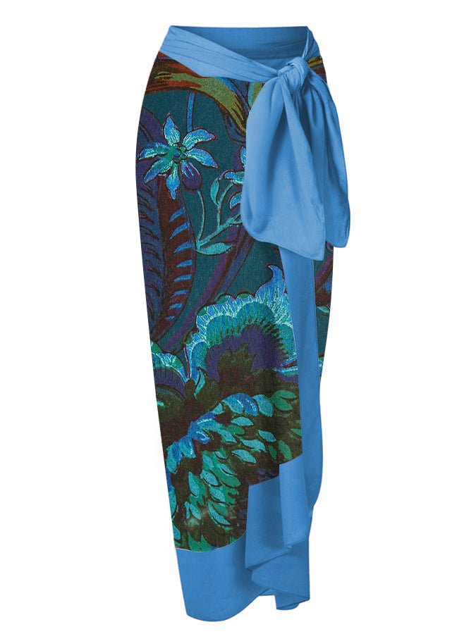 Print Lace-Up Panel One-Piece Swimsuit