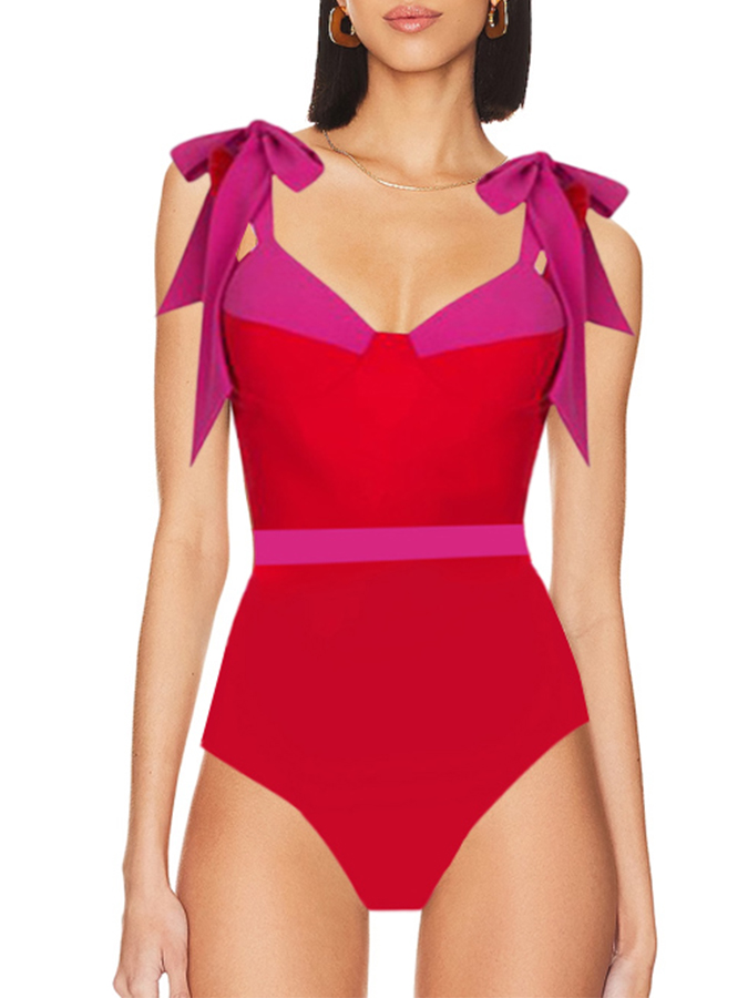 Sling Adjustable Color Block One Piece Swimsuit and Cover Up