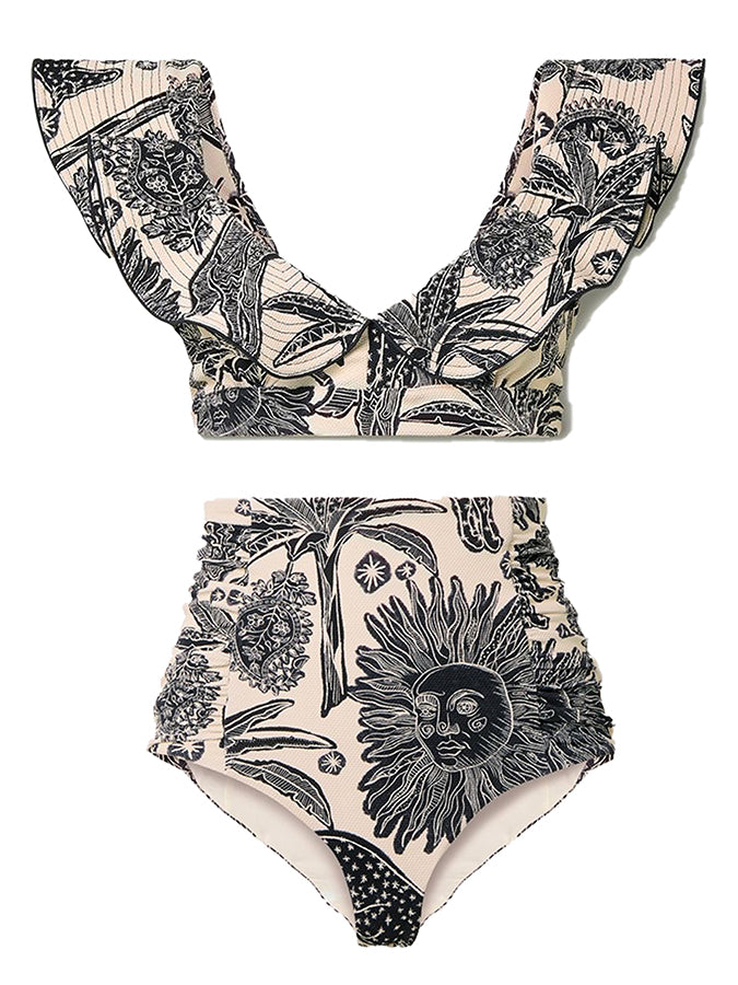 Art Print Ruffle Bikini