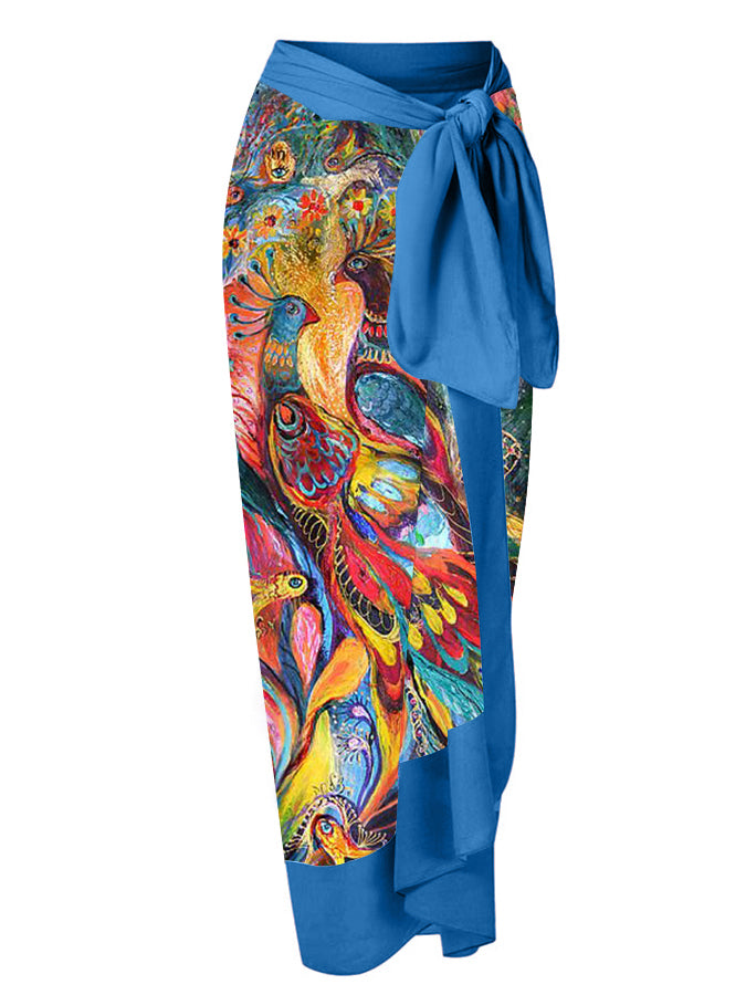 Vintage V-Neck Print One-Piece Swimsuit Set