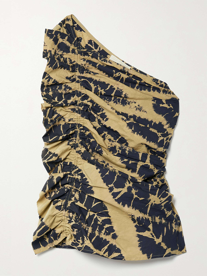 One-shoulder Tie-dye Printed Bikini and Cover-up