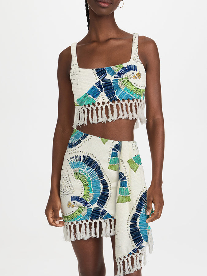 Fashion Vintage Embroidered Print Swimsuit Set