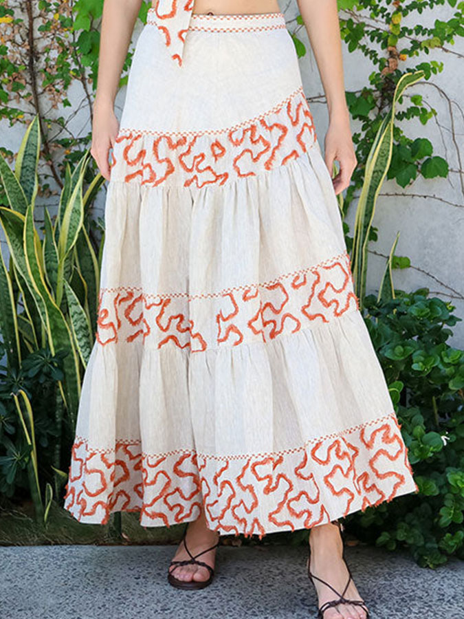 Irregular Print Bikini and Skirt