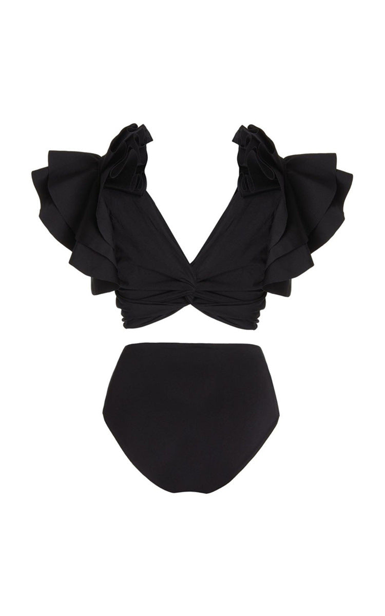 Ruffle Black Bikini Swimsuit