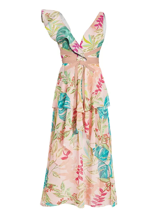 Botanical Print One Piece Swimsuits and Skirt