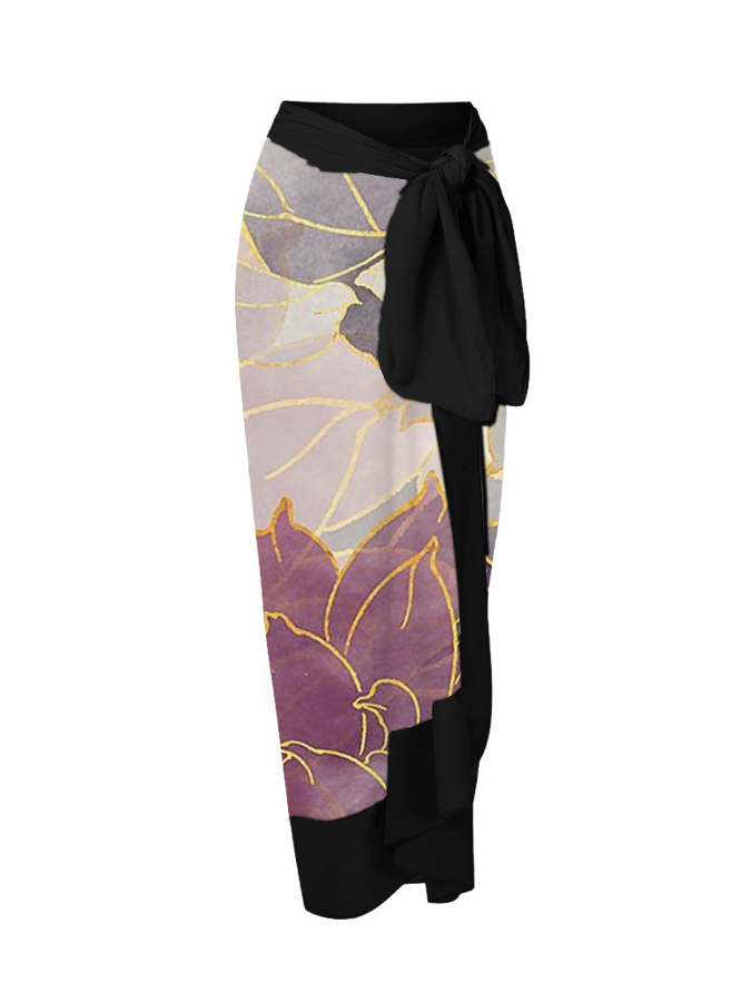 Geometric Color Block Print Reversible One Piece Swimsuit And Cover up