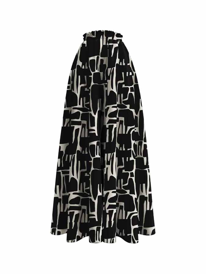 Geometric Print Ruffle One Piece Swimsuit And Cover Up