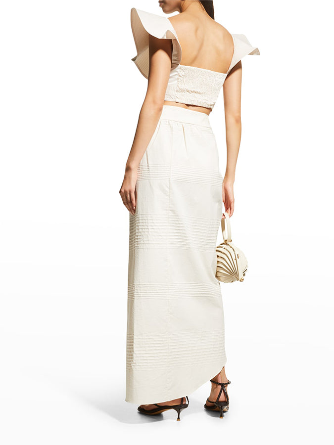 Solid Ruffled Split Swimsuit and Beach Skirt