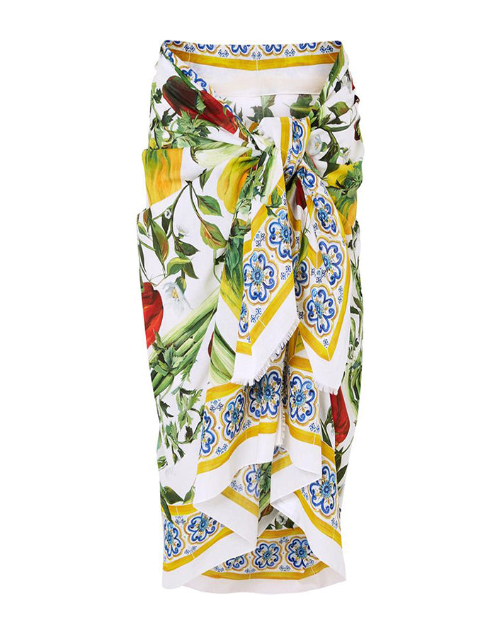 Vintage Print One Piece Swimsuit and Cover Up