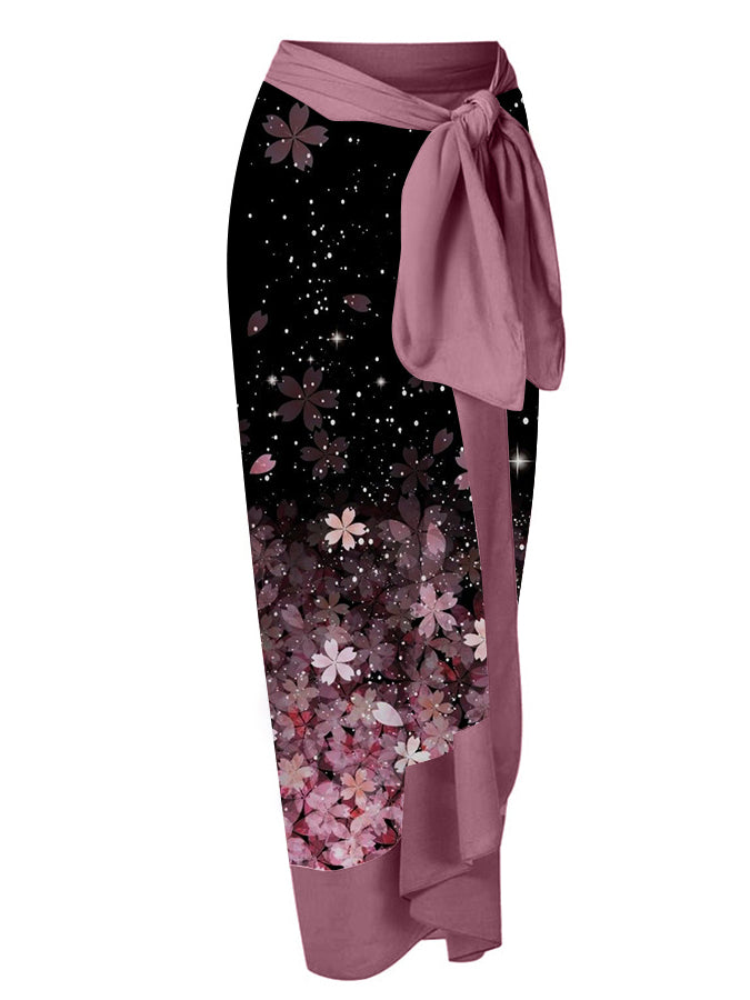 Fashion V-Neck Floral Gradient Print One-Piece Swimsuit