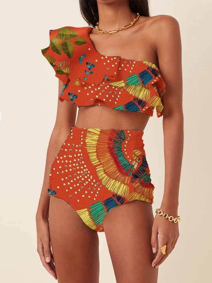 One-Shoulder Ruffled Bikini