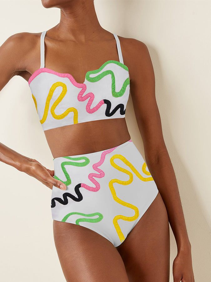 Fashion Colorblock Beach Bikini Set