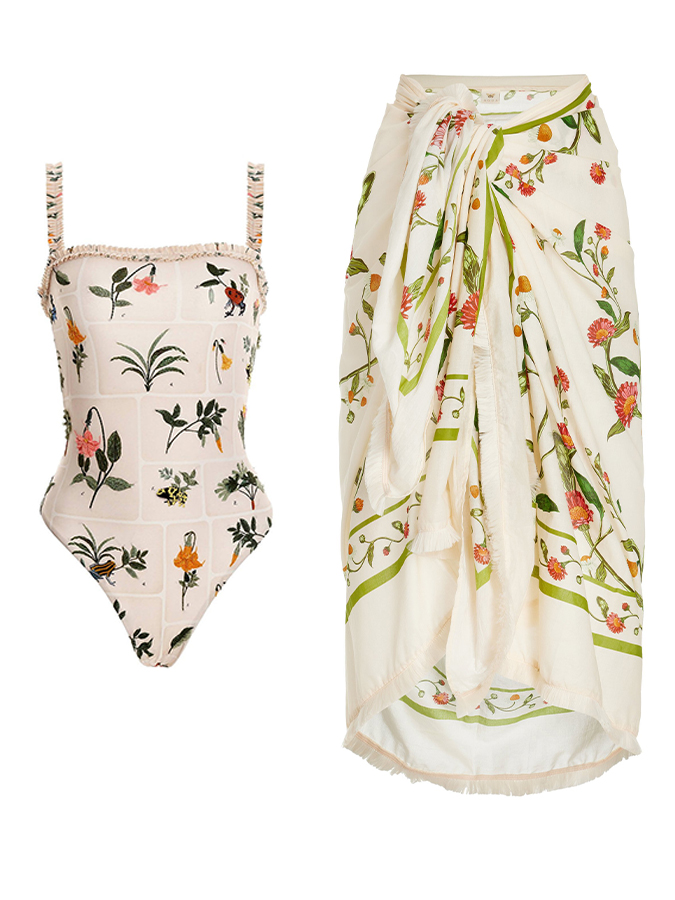 Trendy Embroidered Print One-Piece Swimsuit