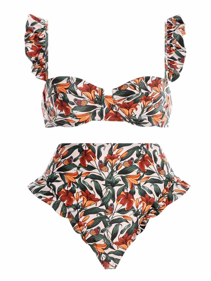 Vintage Floral Print Bikini Set