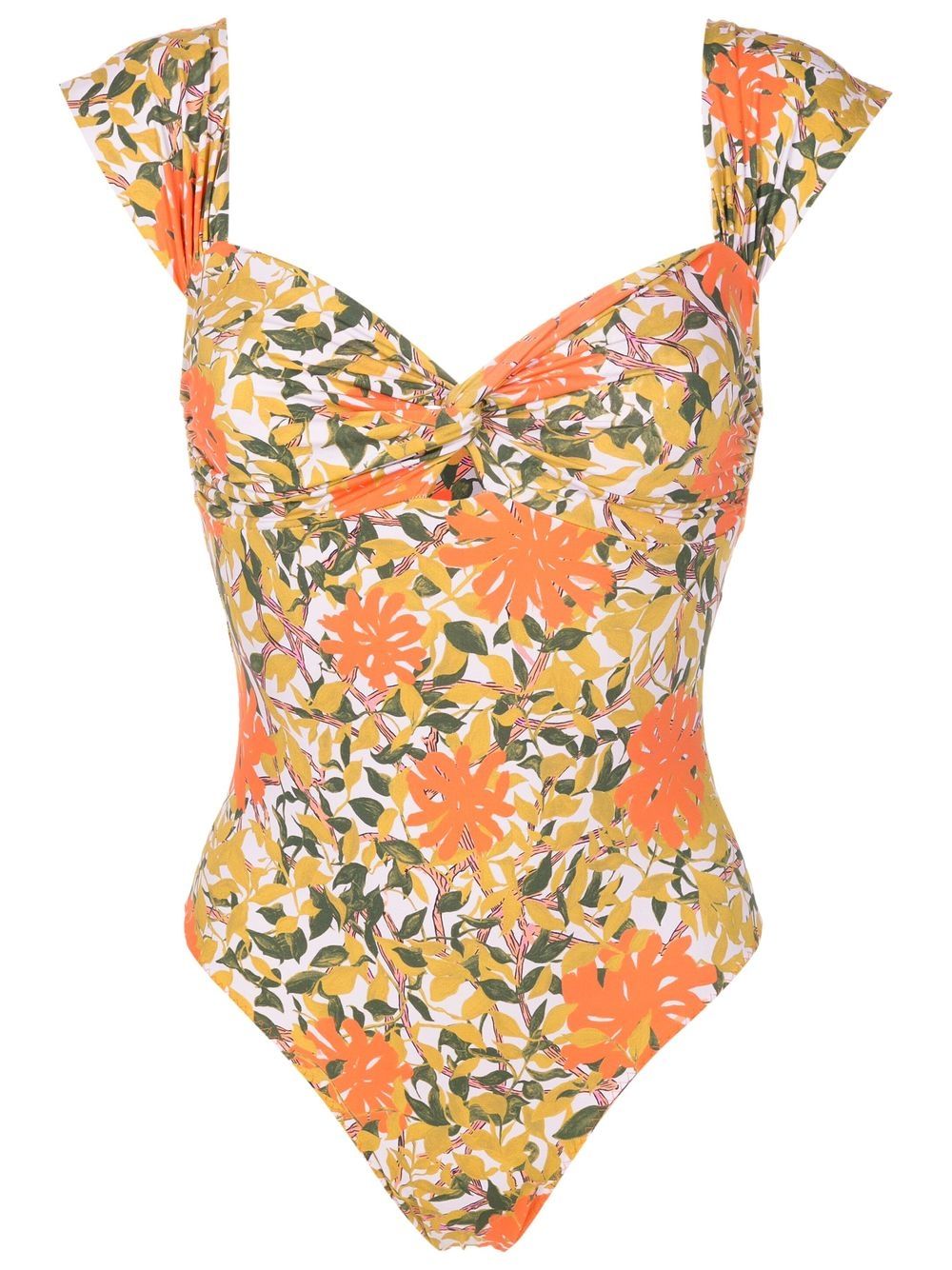 Trendy Orange Print One-Piece Swimsuit