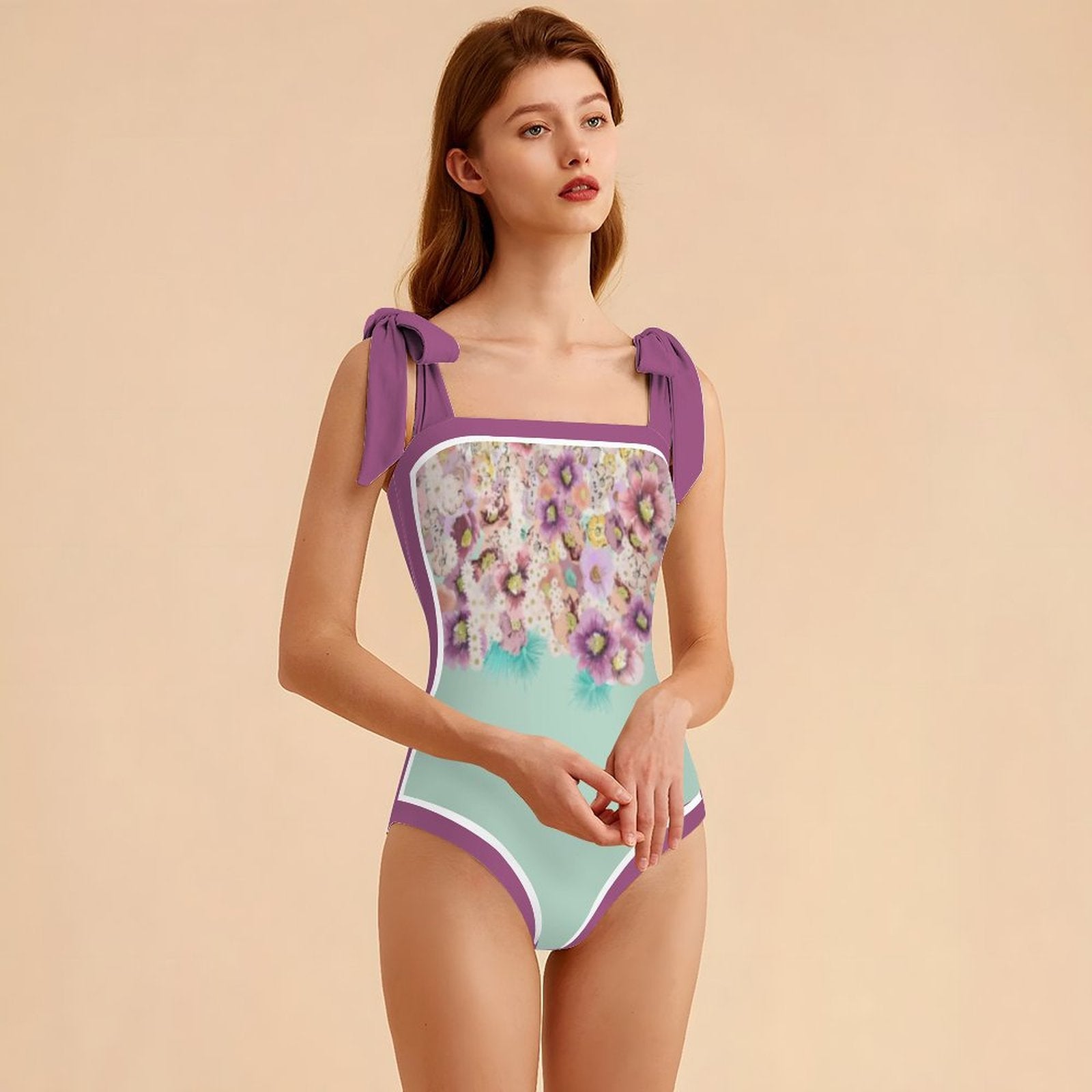 Fashion Printed One Piece Swimsuit And Cover Up 2305105568