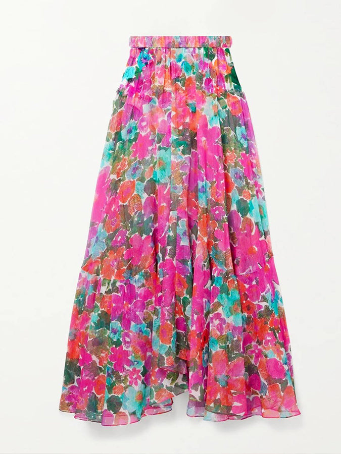 Lace Cutout Rose Red Floral One Piece Swimsuit And Skirt