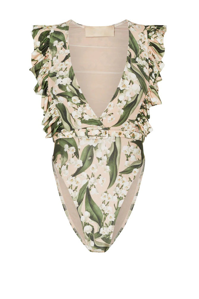 Deep V Floral Print Swimsuit