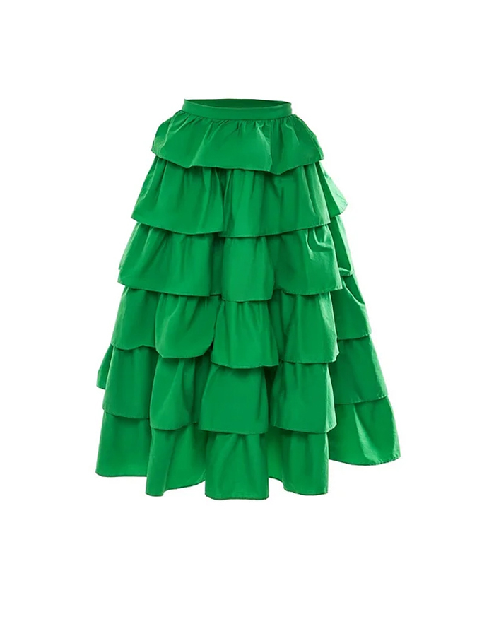 Off Shoulder Ruffle Solid Color Bikini and Beach Skirt