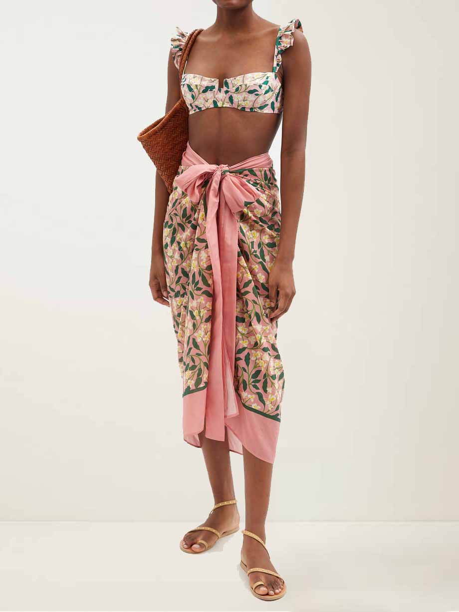 Fashion Floral Print Bikini and Cover Up