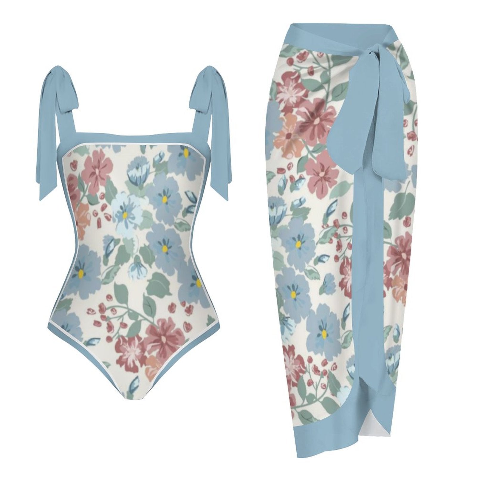 Fashion Printed One Piece Swimsuit And Cover Up 2305104414