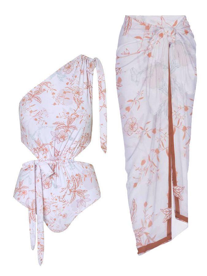 Floral print bikini swimsuit and cover up