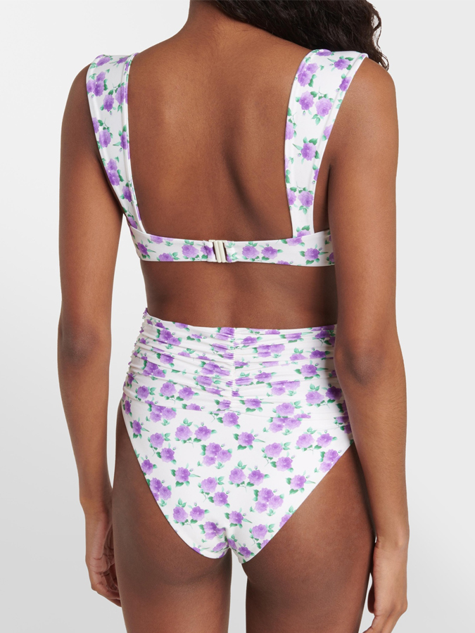 Rose Floral Print Rose Decoration Bikini And Cover up