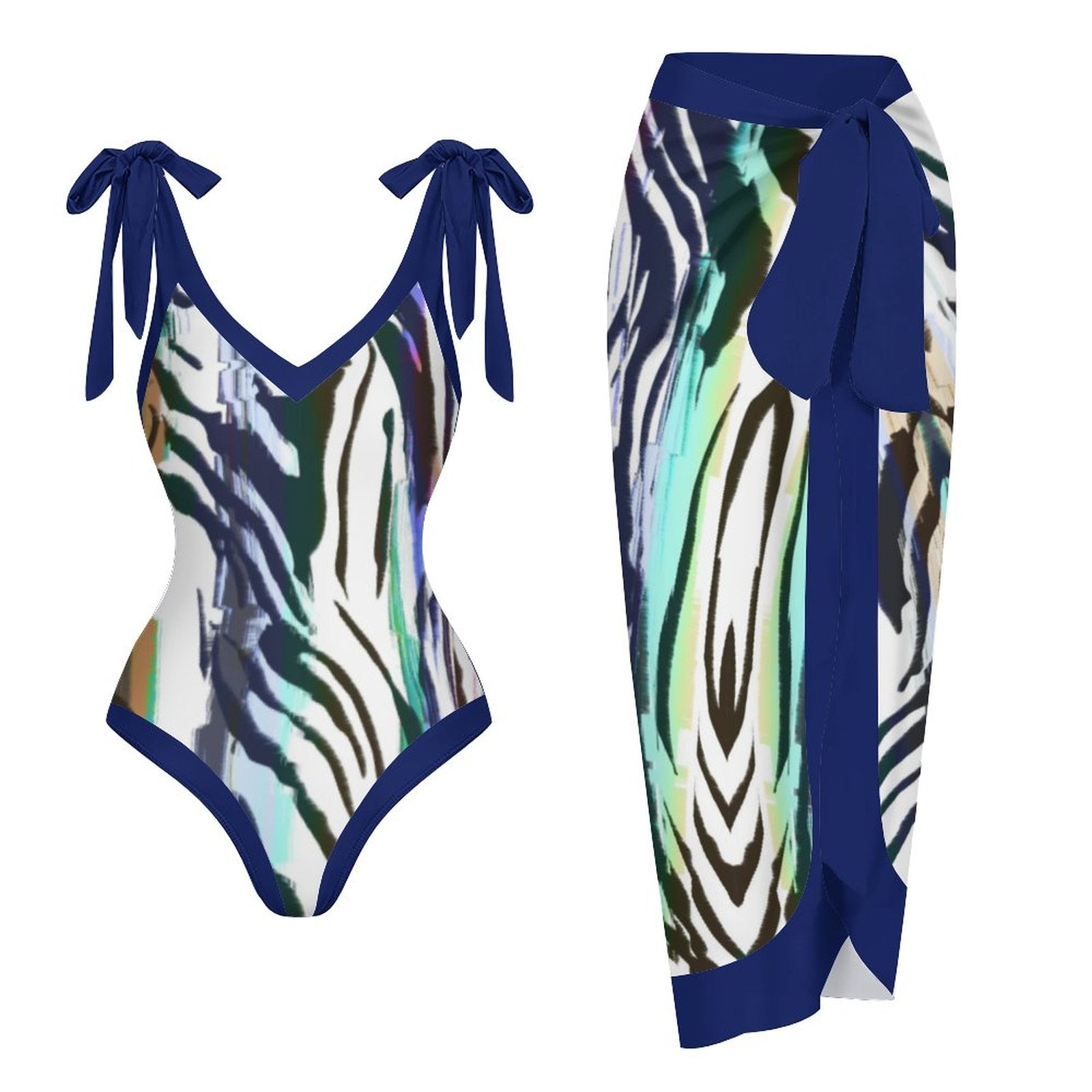 Casual Printed One-Piece Swimsuit And Cover Up 2305104287