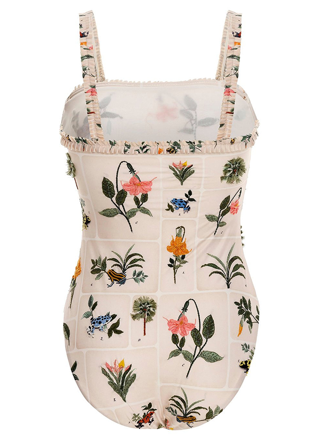Trendy Embroidered Print One-Piece Swimsuit