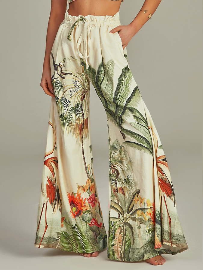 Beach Print Swimsuit and Cover-Up