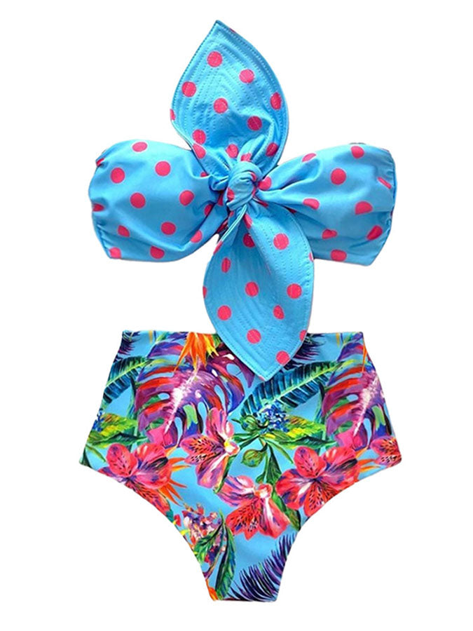 Fashion Floral Print Beach Bikini and Cover Up