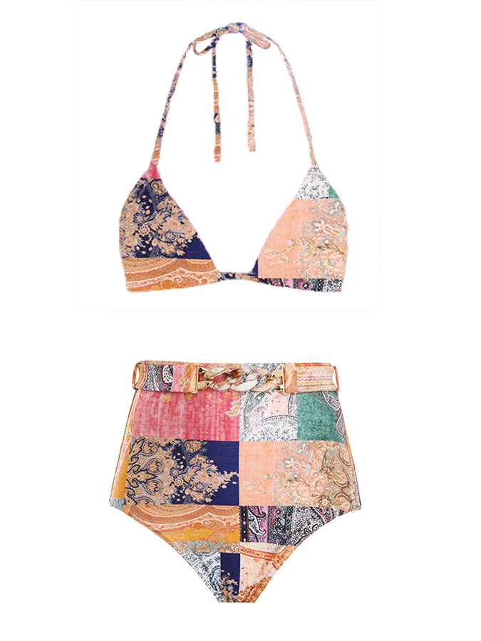 Vintage Print Bikinis and Cover-Ups