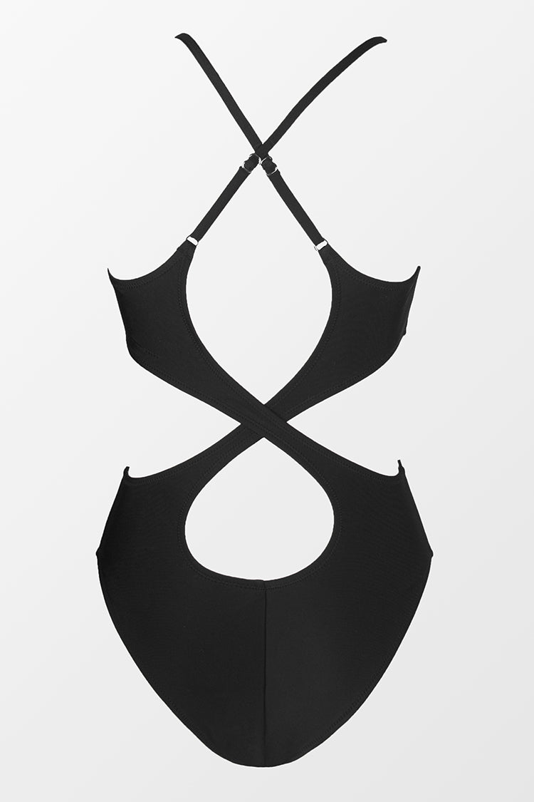 Kasey Black Cutout Back One Piece Swimsuit