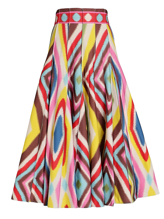 Fashion Colorblock Print Bikini Set And Skirt