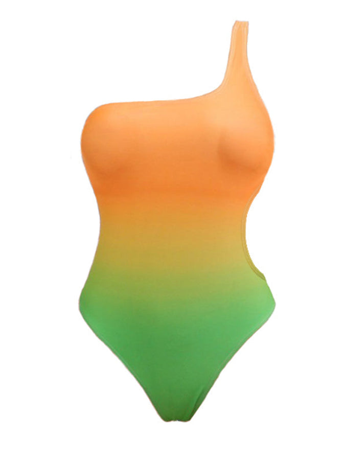 Fashion Gradient One Piece Swimsuit and Cover Up