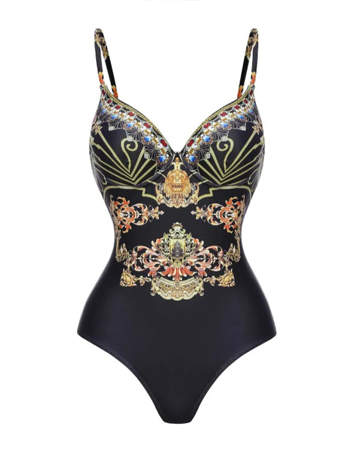 Ruffle Printed One Piece Swimsuit and Cover Up