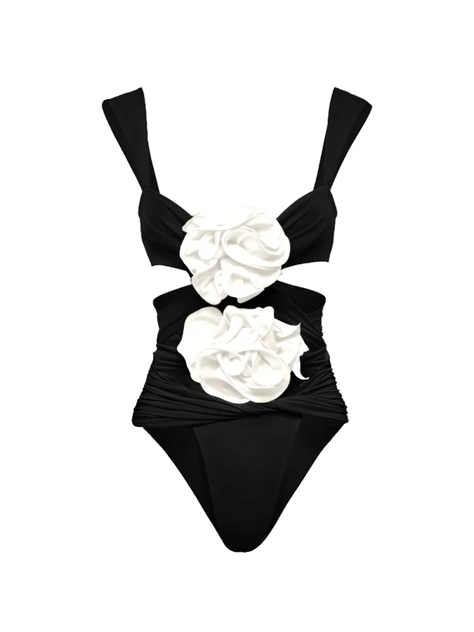 3D Flower Cutout One Piece Swimsuit