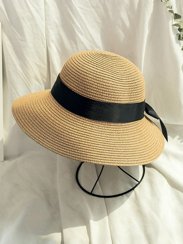 Sunscreen Straw Bow-Knot Woven Breathable Foldable Beach Hat