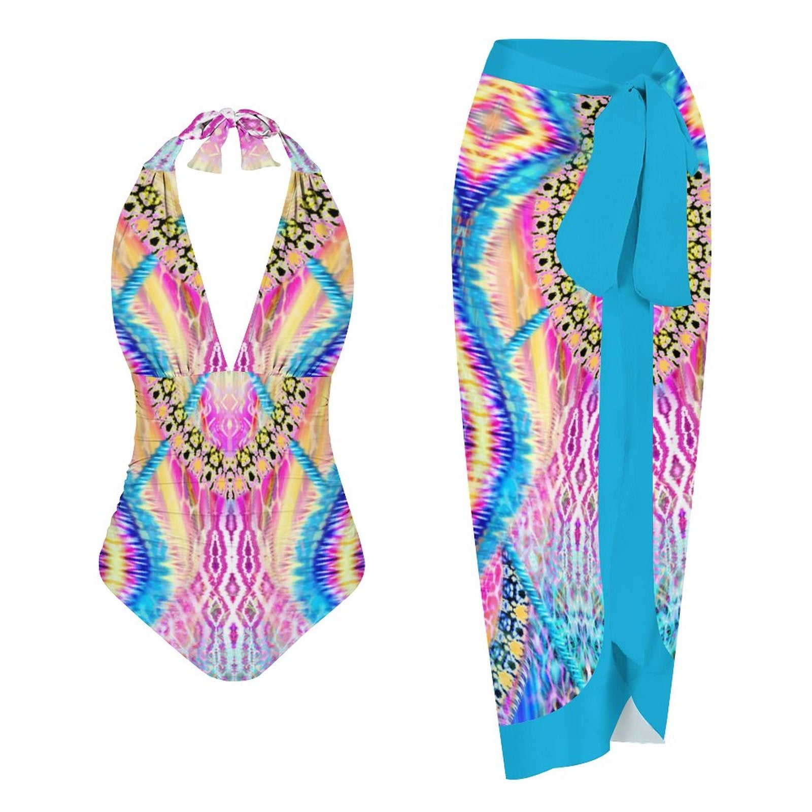 Casual Printed One Piece Swimsuit And Cover Up 2306102224
